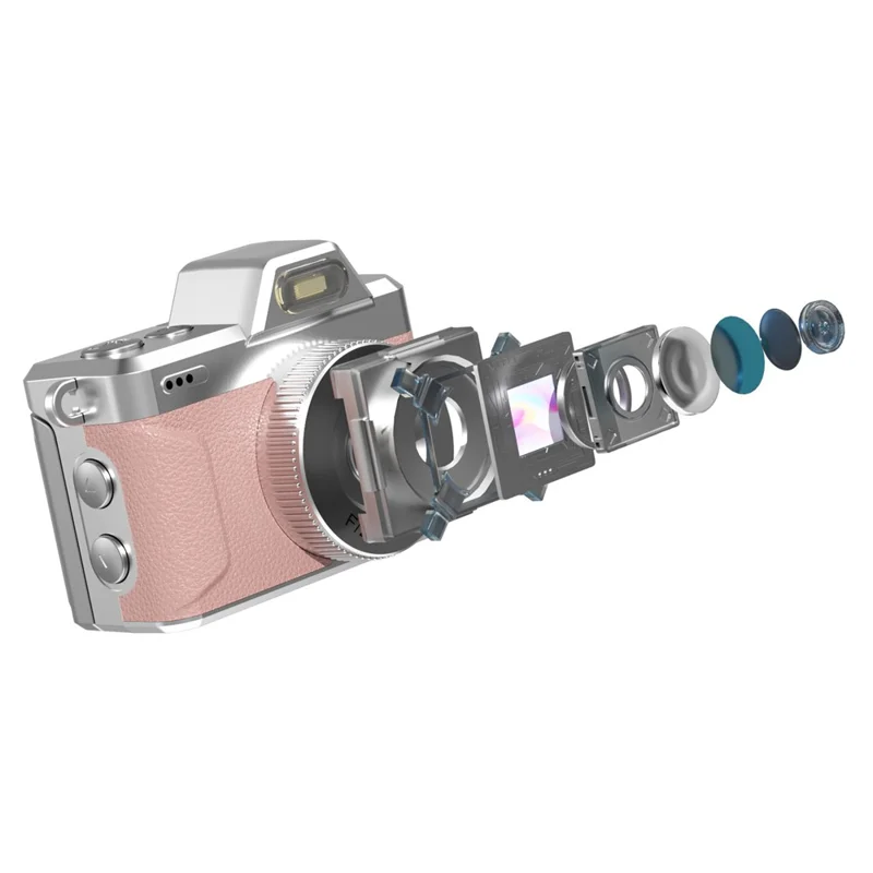 M37 1.47 Inch Flip Screen Mini Thumb Camera 1080P HD Video Recording LED Flash Camera for Vlog Travel - Pink