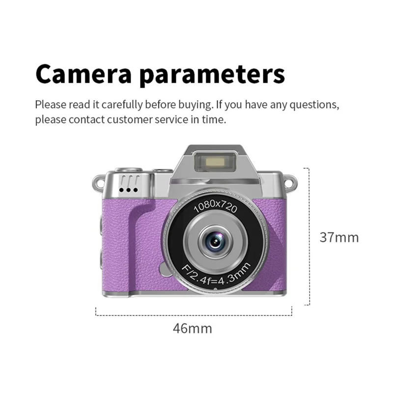 M38 Mini Thumb Camera 1.47 inch Flip Screen 1080P HD Recording Digital Camera with LED Flash - Purple
