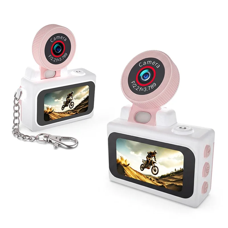 A90 1080P 1.47 inch IPS Touch Screen 180 Degree Flip Mini Keychain Camera for Selfie and Travel - Pink
