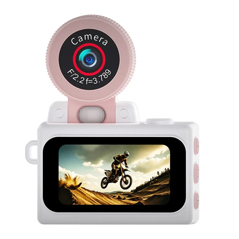 A90 1080P 1.47 inch IPS Touch Screen 180 Degree Flip Mini Keychain Camera for Selfie and Travel - Pink