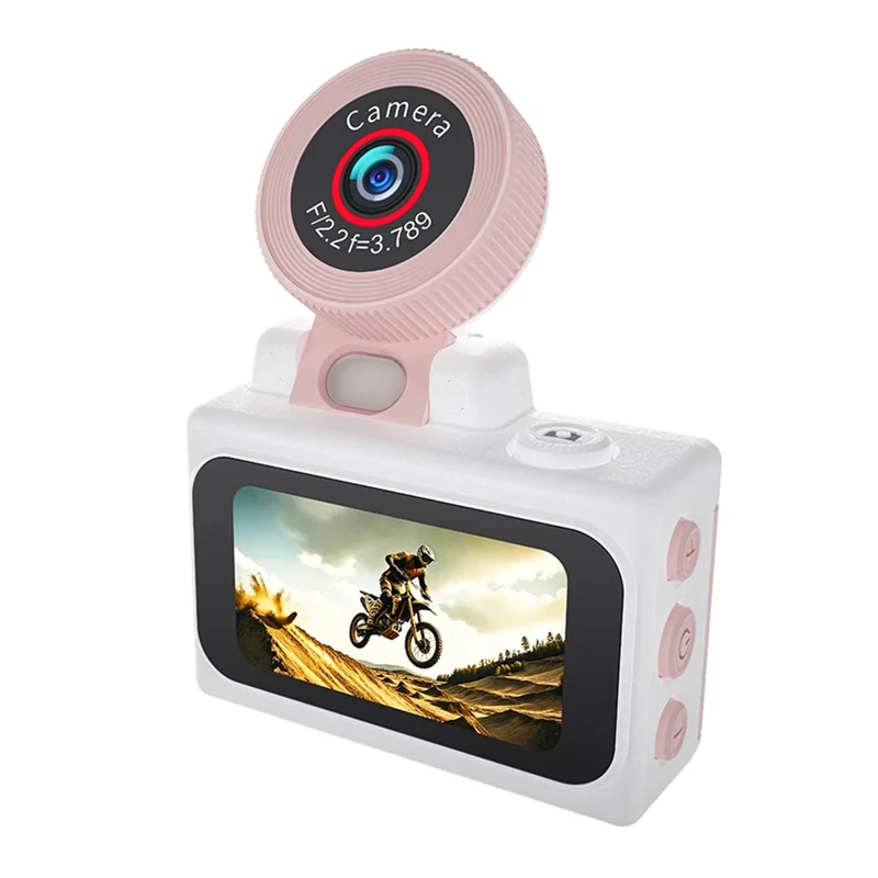 A90 1080P 1.47 inch IPS Touch Screen 180 Degree Flip Mini Keychain Camera for Selfie and Travel - Pink