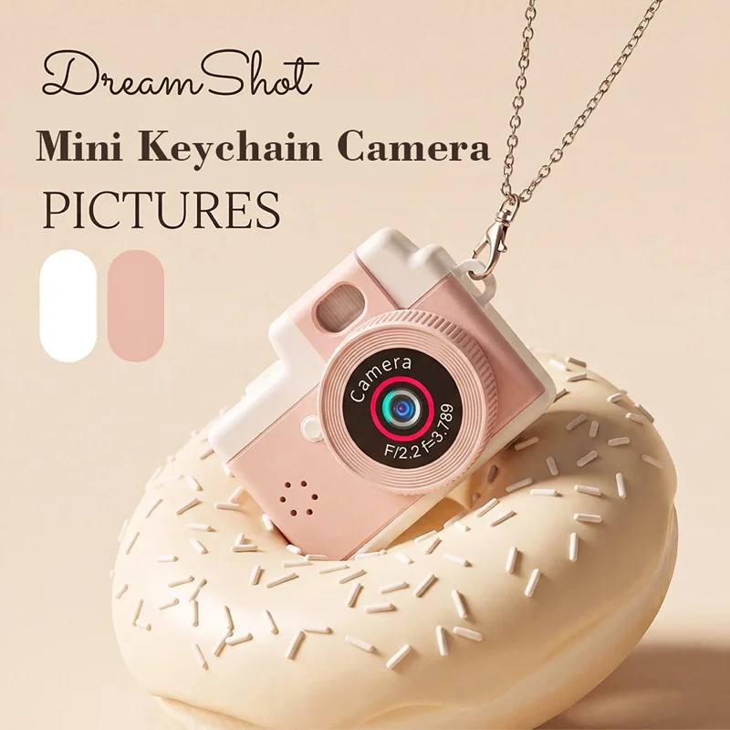 A90 1080P 1.47 inch IPS Touch Screen 180 Degree Flip Mini Keychain Camera for Selfie and Travel - Pink