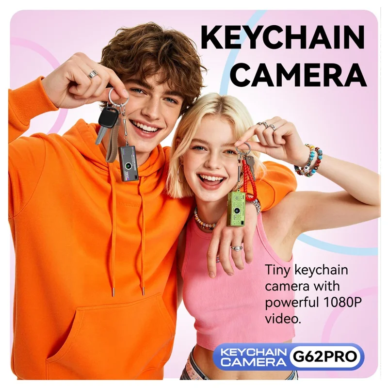 G62PRO Mini Thumb Camera with 0.96 Inch Flip Screen 1080P HD Video Recording Keychain Camera - White
