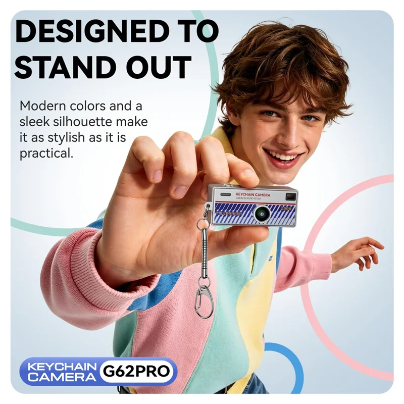 G62PRO Mini Thumb Camera with 0.96 Inch Flip Screen 1080P HD Video Recording Keychain Camera - White