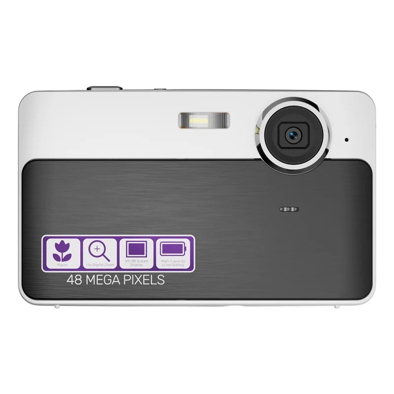 CD-AF Cámara digital CCD con pantalla IPS de 2.4 pulgadas y zoom digital 16X para estudiantes - Negro / Blanco