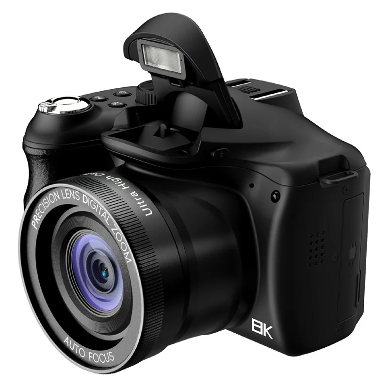 CD-R7 Digital Camera 3.0 Inch IPS Screen Dual Lens 16X Zoom WiFi 8K Video Recorder - Black