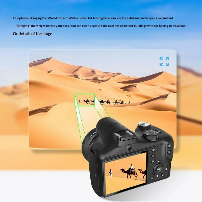 CD-R7 Digital Camera 3.0 Inch IPS Screen Dual Lens 16X Zoom WiFi 8K Video Recorder - Black