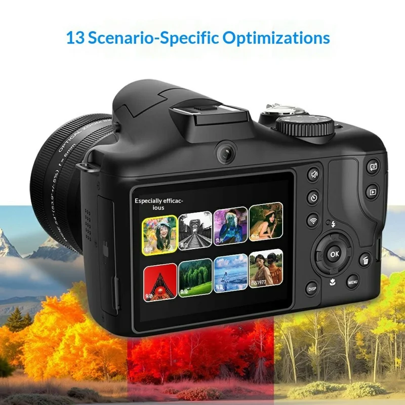 CD-R7 Digital Camera 3.0 Inch IPS Screen Dual Lens 16X Zoom WiFi 8K Video Recorder - Black
