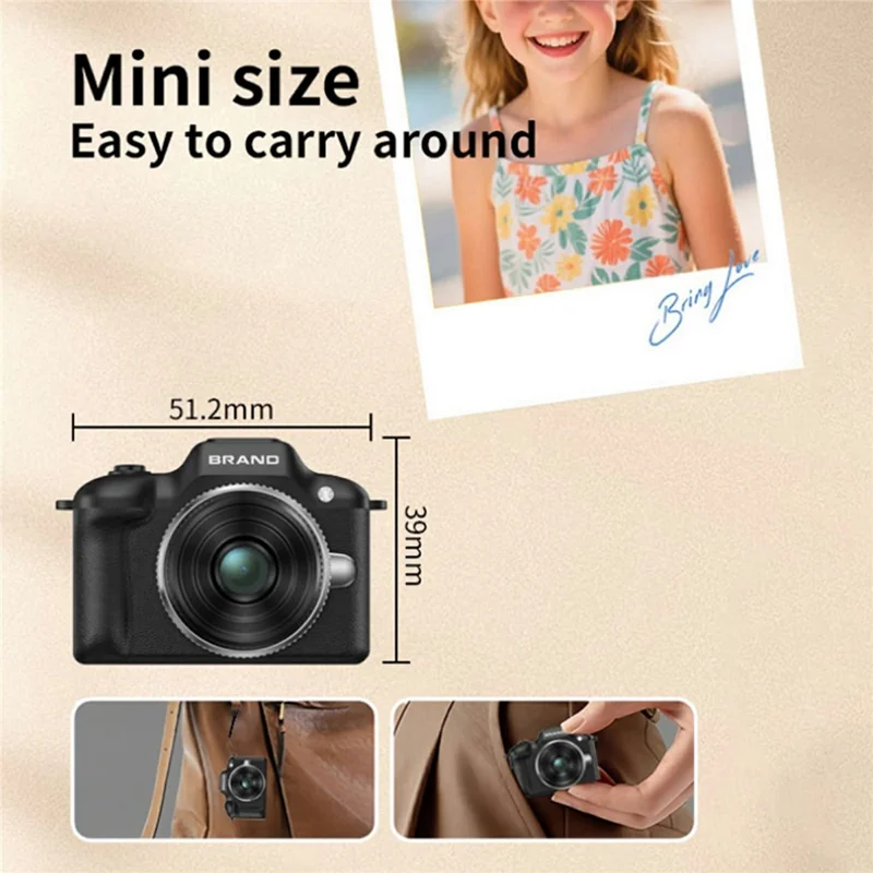 DC30 Mini Camera 1080P 30FPS Video Recording 2MP 0.96 inch HD Screen Digital Camera - Black