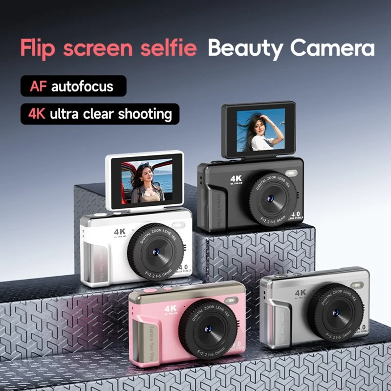 M52 4K Digital Camera 2.4 inch 180 Degree Flip Screen 16X Zoom Type-C for Vlogging - Black