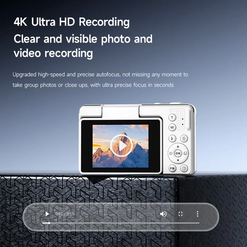 M52 4K Digital Camera 2.4 inch 180 Degree Flip Screen 16X Zoom Type-C for Vlogging - Black