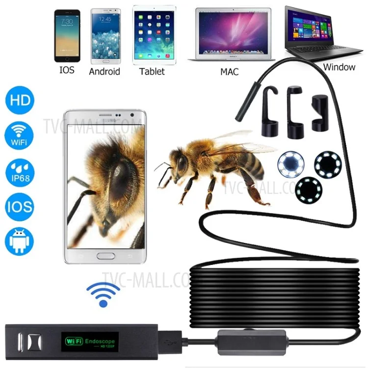 F150 5 M 1200P Endoscope Sans Fil Semi-rigide 2.0MP Caméra D'inspection HD Wifi Endoscope