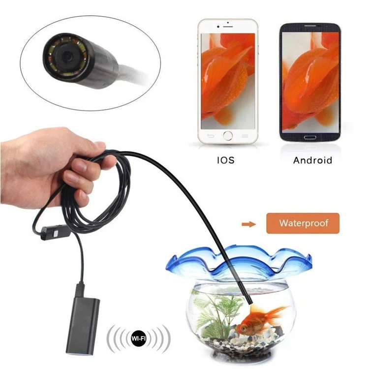F99 WiFi Endoscopio HD Camera di Ispezione Wireless Telecamera Snake con Cavo Semi-Rigido da 2M