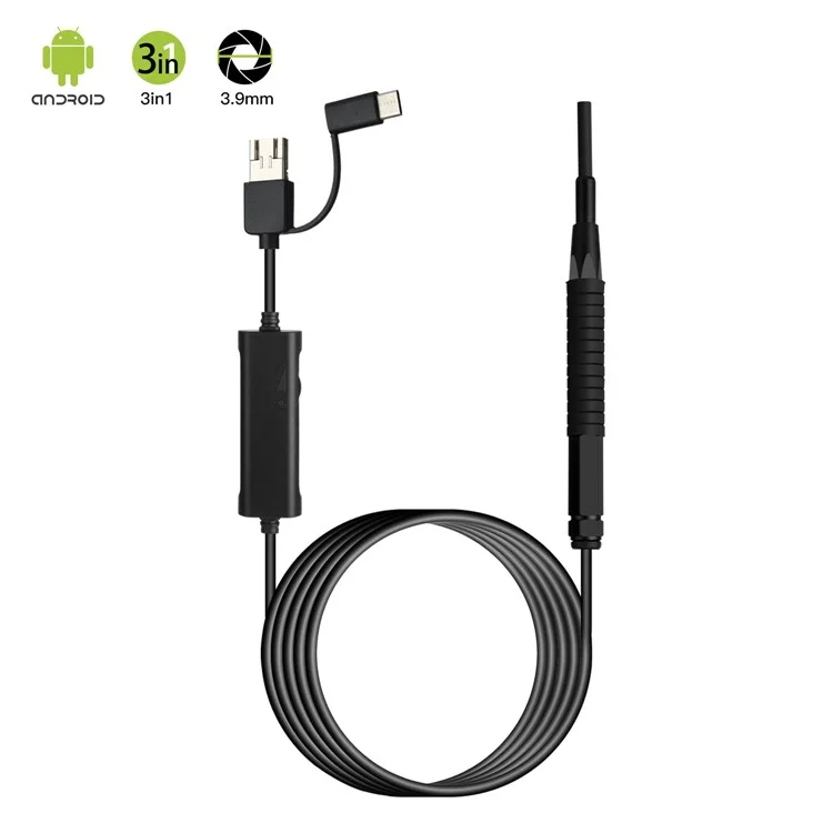 AN103 3-en-1 3,9 mm Otoscope Appareil Photo Porce D'oreille Endoscope Eart Repoval Toval - le Noir