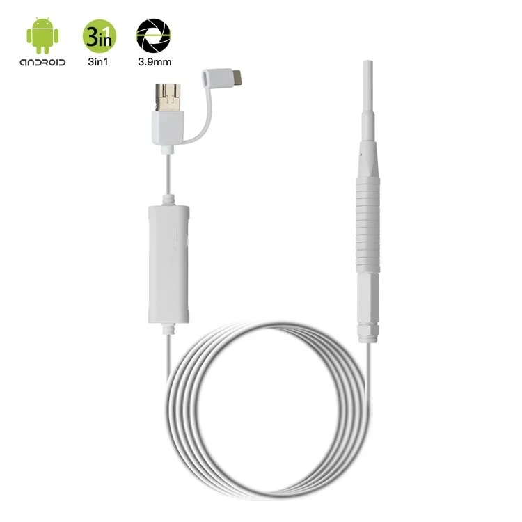 AN103 3-in-1 3.9mm Otoscope Camera Ear Scope Endoscope Ear Wax Removal Tool - White