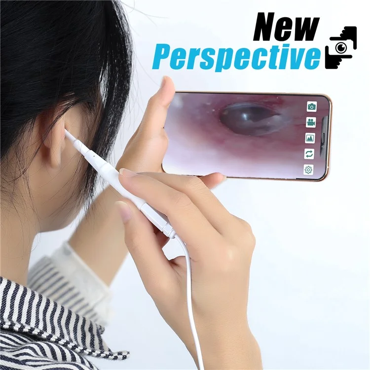 AN103 3-in-1 3.9mm Otoscope Camera Ear Scope Endoscope Ear Wax Removal Tool - White