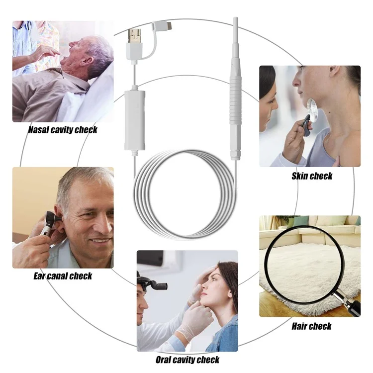 AN103 3-in-1 3.9mm Otoscope Camera Ear Scope Endoscope Ear Wax Removal Tool - White