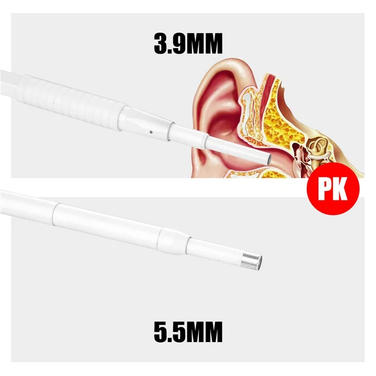 AN103 3-en-1 3,9 mm Otoscope Appareil Photo Porce D'oreille Endoscope Eart Repoval Toval - Blanche