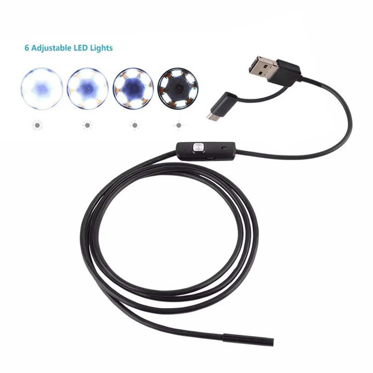 AN100 3-in-1 Endoscope Inspection Camera 8mm Snake Camera with 5M Semi-Rigid Cable