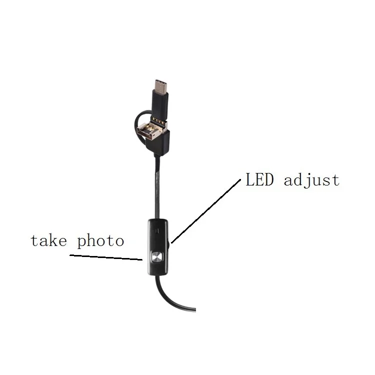 AN100 3-in-1 Endoscope Inspection Camera 8mm Snake Camera with 5M Semi-Rigid Cable