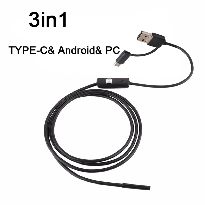AN100 3-in-1 Endoscope Inspection Camera 8mm Snake Camera with 3.5M Semi-Rigid Cable