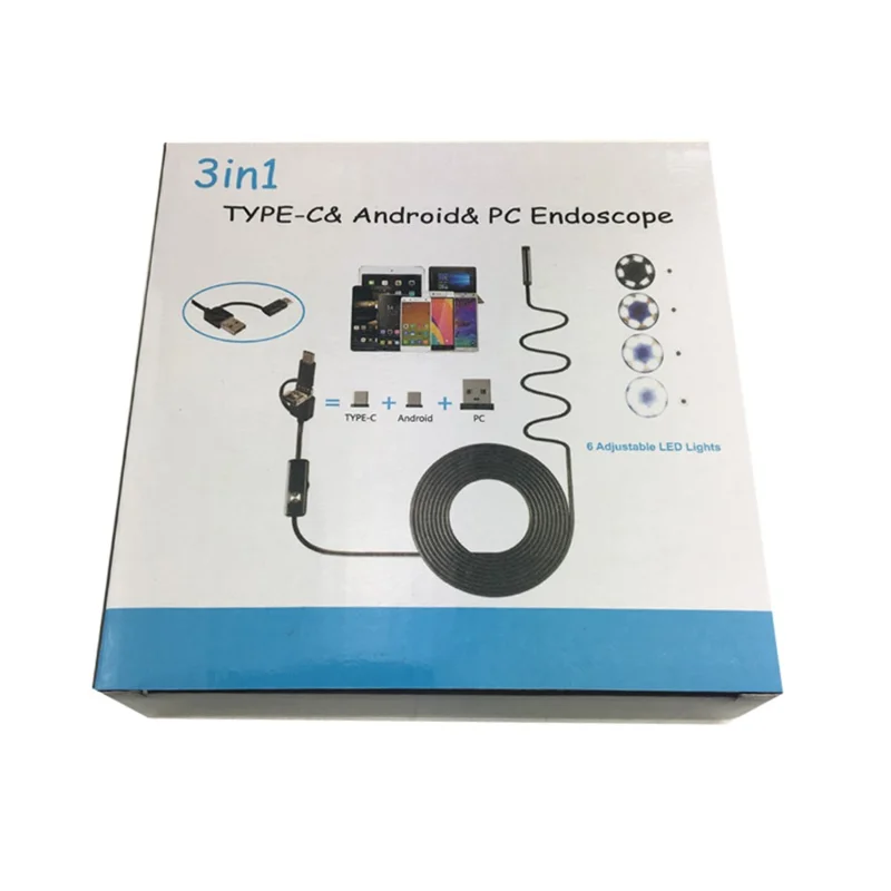 AN100 3-in-1 Endoscope Inspection Camera 8mm Snake Camera with 3.5M Semi-Rigid Cable