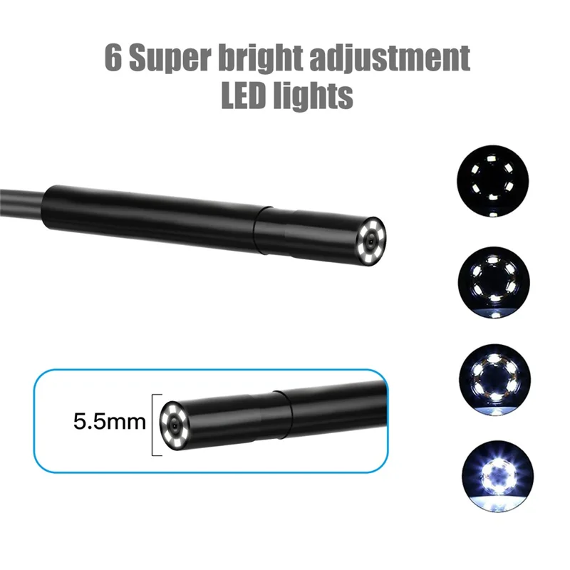 P30 Industrial Endoscope 5.5mm Handheld Borescope 8 LEDs 4.3inch 1080P HD Video Car Inspection Camera with 5M Semi-Rigid Cable - Blue
