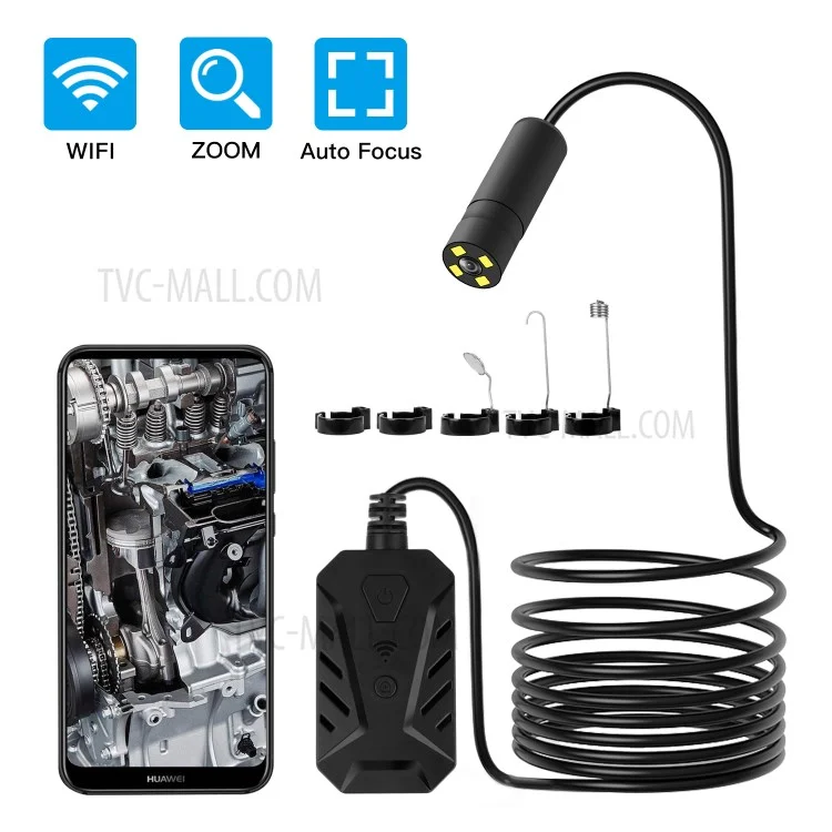 F230 Handheld WiFi Endoscopios Enfoque Automático De 14 Mm Boroscopio Industrial Con Cable Semirrígido 5M