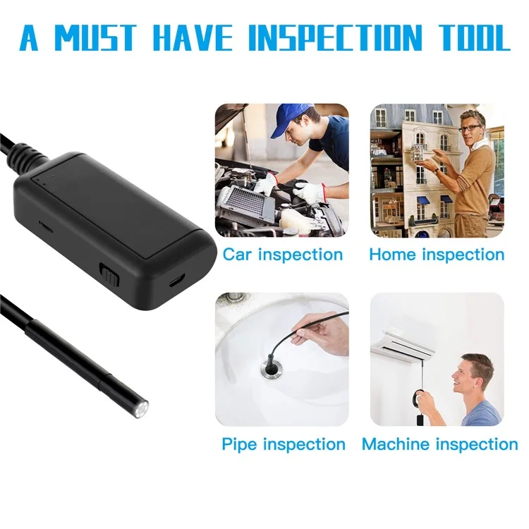 Endoscope industriel WiFi F220 de 5,5 mm Borescope Caméra d'inspection avec câble semi-rigide de 5 m