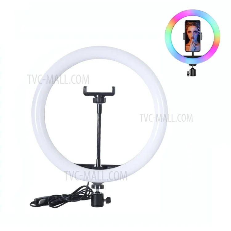 MJ26 26cm 10-inch RGB LED Ring Light with Phone Clip Phone Video Beauty Fill Light