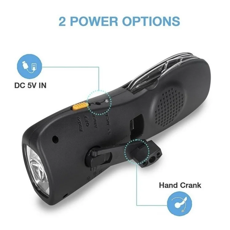 Multifunktionale Handkurbel Power Taschenlampe FM Radio Outdoor Emergency Power Bank