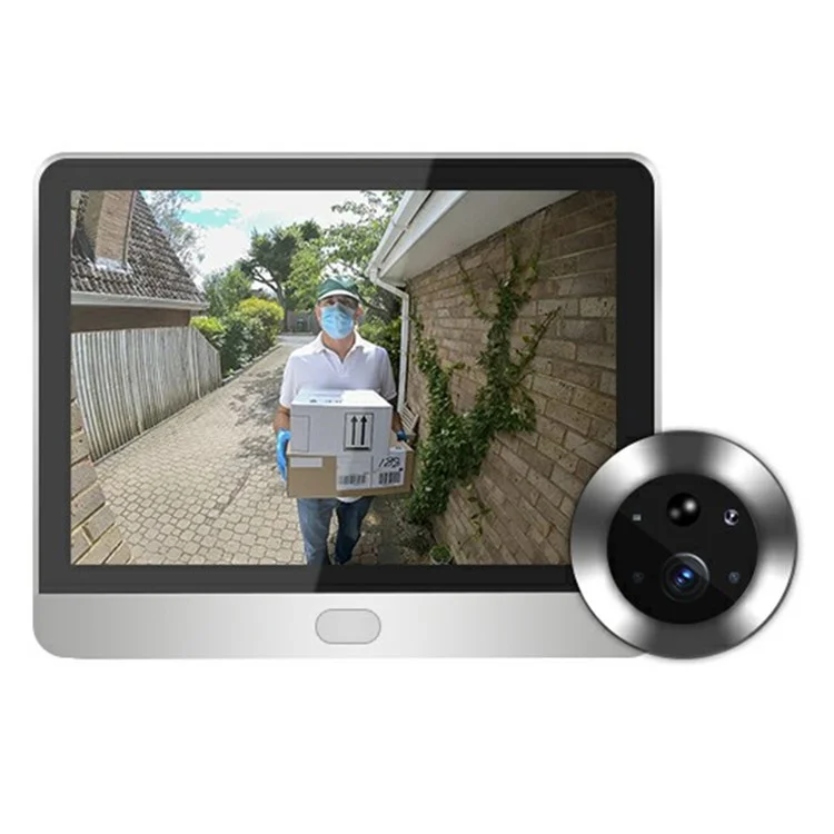 SY-36 4.3-inch Mini WiFi PIR Motion Detection Peephole Video Doorbell (Built-In Battery) - Silver