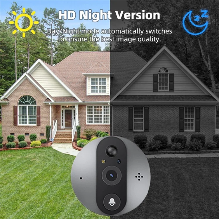 SY-37 Two-Way Audio 4.3-inch Color Screen Mini WiFi Peephole Video Doorbell (Built-In Battery) - Silver