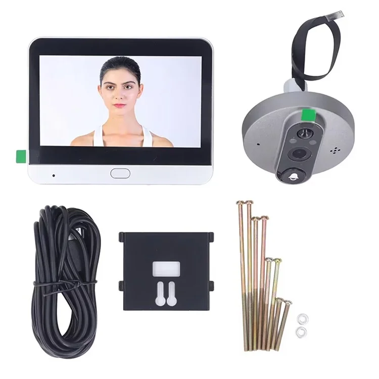 SY-37 Two-Way Audio 4.3-inch Color Screen Mini WiFi Peephole Video Doorbell (Built-In Battery) - Silver