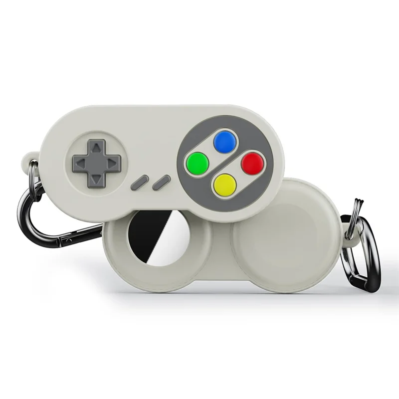 For Apple AirTag Protective Sleeve Retro Game Console Shape Silicone Case - White
