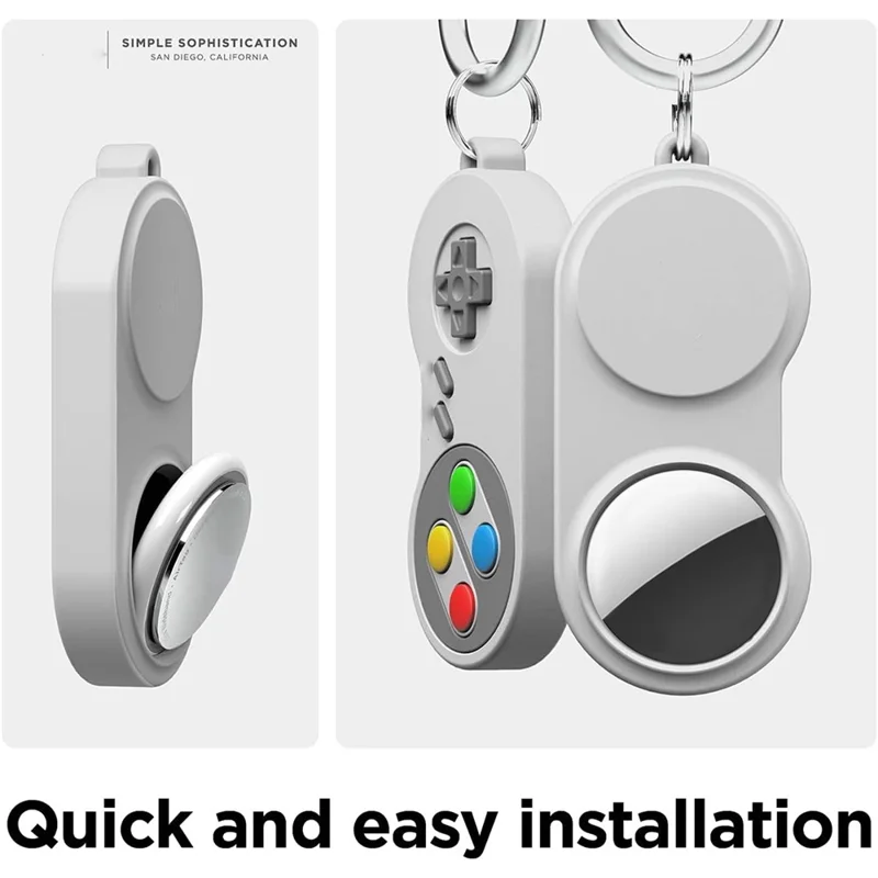 For Apple AirTag Protective Sleeve Retro Game Console Shape Silicone Case - White