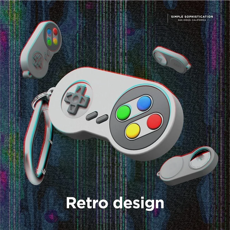 For Apple AirTag Protective Sleeve Retro Game Console Shape Silicone Case - White