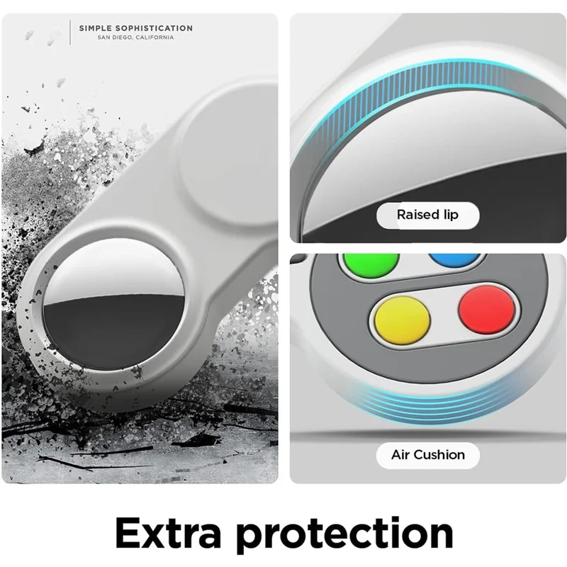 For Apple AirTag Protective Sleeve Retro Game Console Shape Silicone Case - White