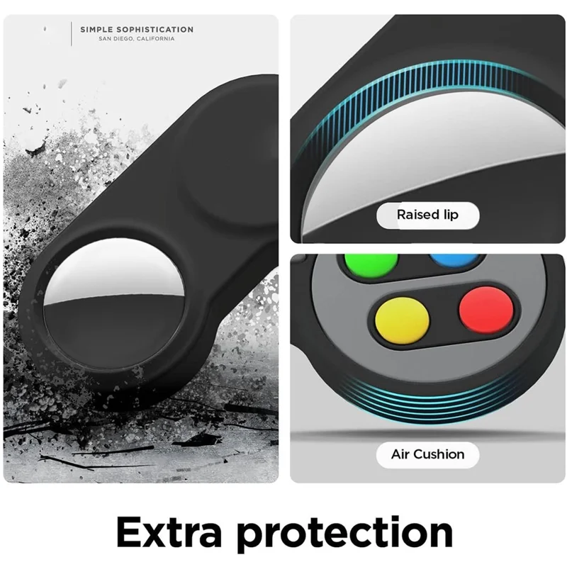 For Apple AirTag Protective Sleeve Retro Game Console Shape Silicone Case - Dark Blue