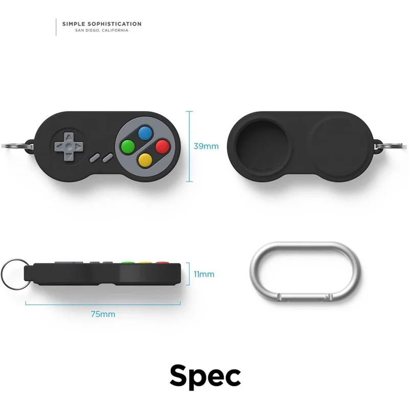 For Apple AirTag Protective Sleeve Retro Game Console Shape Silicone Case - Dark Blue