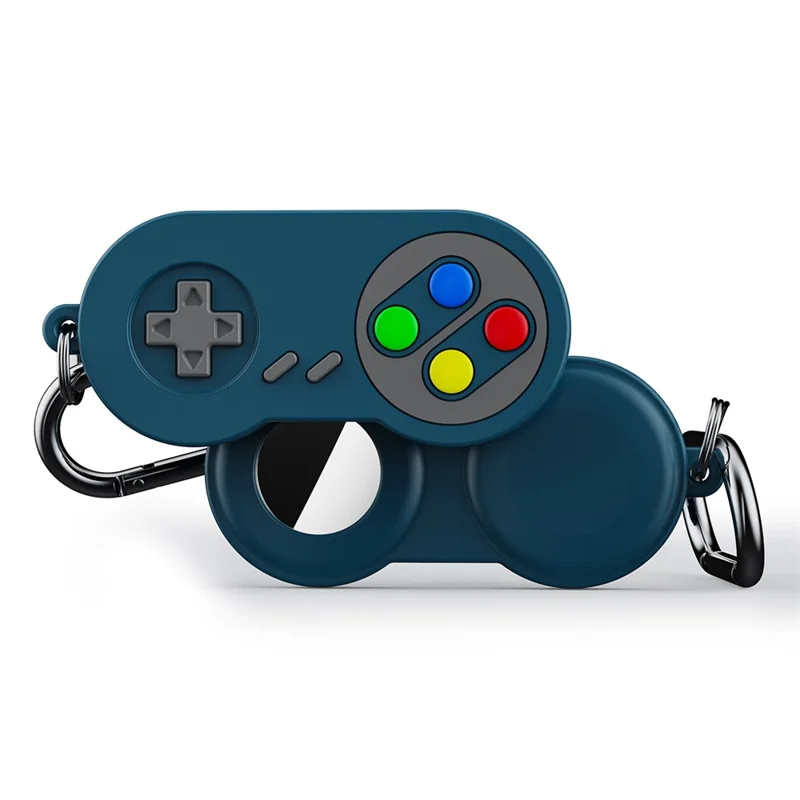 For Apple AirTag Protective Sleeve Retro Game Console Shape Silicone Case - Blackish Green