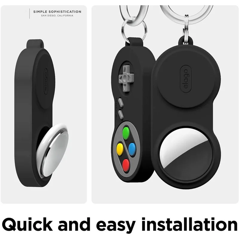 For Apple AirTag Protective Sleeve Retro Game Console Shape Silicone Case - Blackish Green