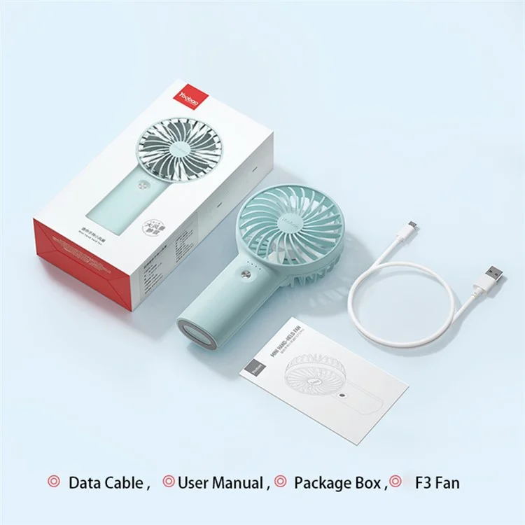 YOOBAO Y-F3 5000mAh Mini Handheld Fan 3 Speeds Adjustable Summer Fan - White