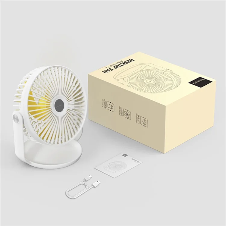 YOOBAO Y-F2 USB Powered Desktop Fan Rotatable Mute Table Cooling Fan - White