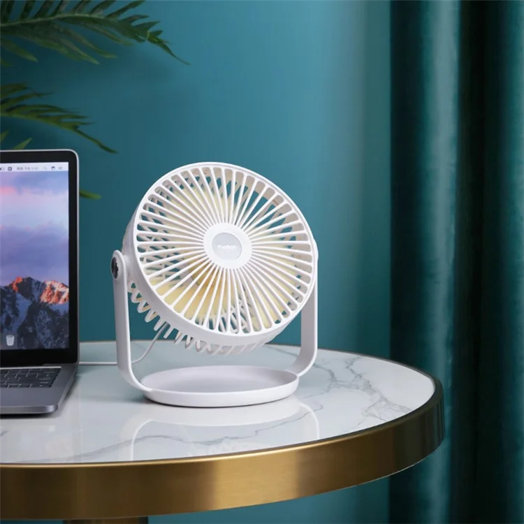 YOOBAO Y-F2 USB Powered Desktop Fan Rotatable Mute Table Cooling Fan - White