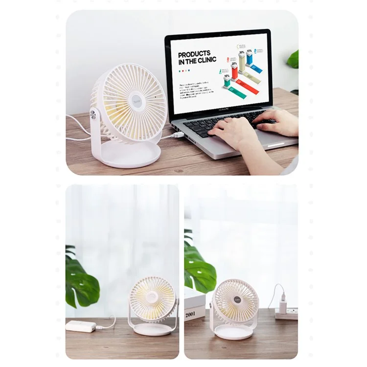 YOOBAO Y-F2 USB Powered Desktop Fan Rotatable Mute Table Cooling Fan - White