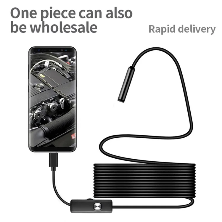 DN200 3m Hard Wire 8mm Lens 1080P HD Endoscope Type-C Phone Industrial Inspection Camera (With 8Pin and Micro Adapter)