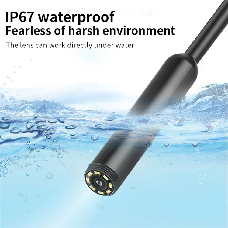 DN200 3m Hard Wire 8mm Lens 1080P HD Endoscope Type-C Phone Industrial Inspection Camera (With 8Pin and Micro Adapter)