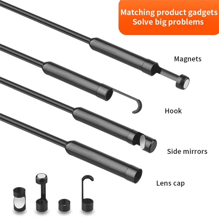 DN200 3m Hard Wire 8mm Lens 1080P HD Endoscope Type-C Phone Industrial Inspection Camera (With 8Pin and Micro Adapter)