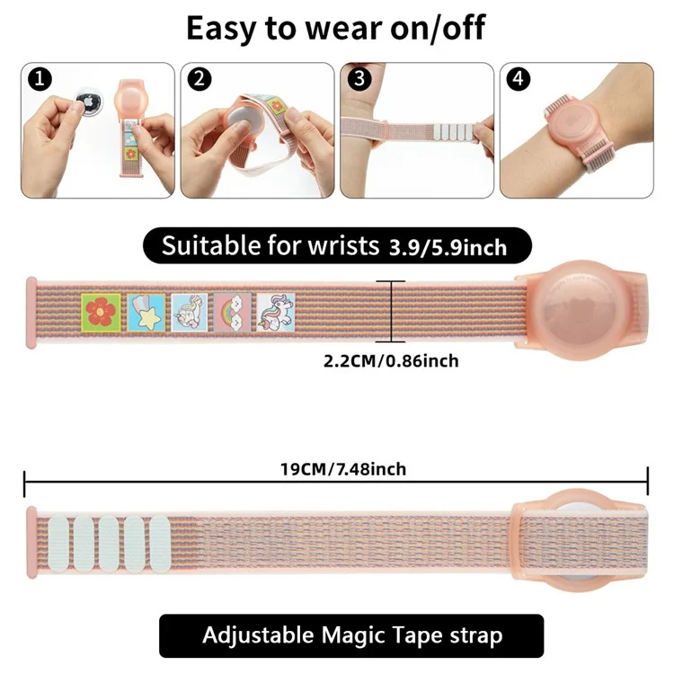 TPU Case for AirTag Cartoon Magic Tape Nylon Band Loop Wristband, with Front Back Film Set - Space